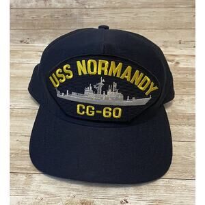 USS Normandy Baseball Cap Men's Blue OS Snapback Eagle Crest